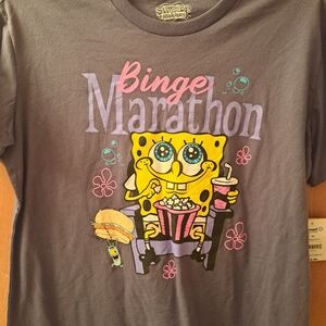 Nickelodeon SpongeBob Binge Marathon Gray T-Shirt